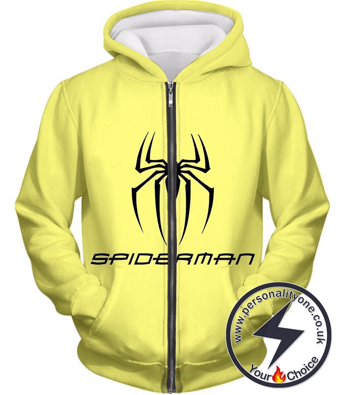 Awesome Spiderman Logo Promo Yellow Zip Up Hoodie